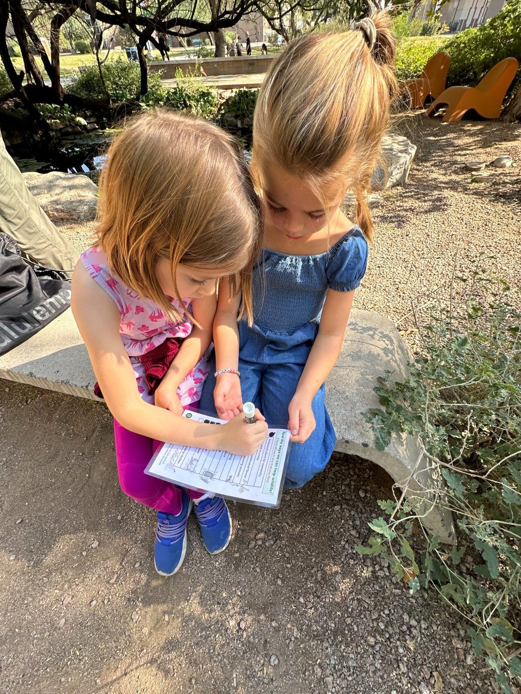 Center for Native and Urban Wildlife — students filling out wildlife worksheets